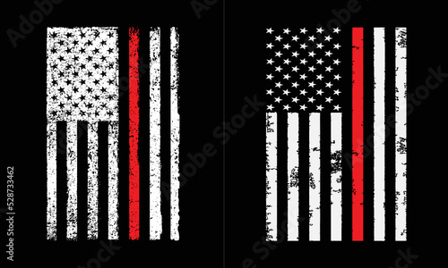 Thin Red Line With USA Flag Design