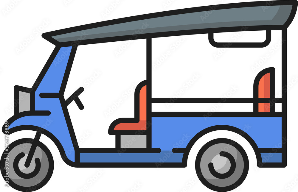 Fototapeta premium Thai traditional tuk tuk car isolated line icon