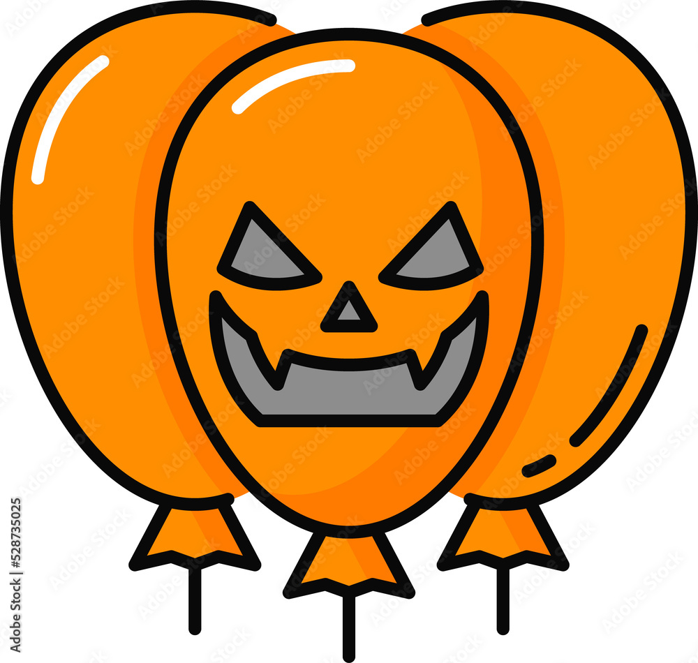 Three Halloween air balloons creepy face isolated Three Halloween air balloons creepy face isolated