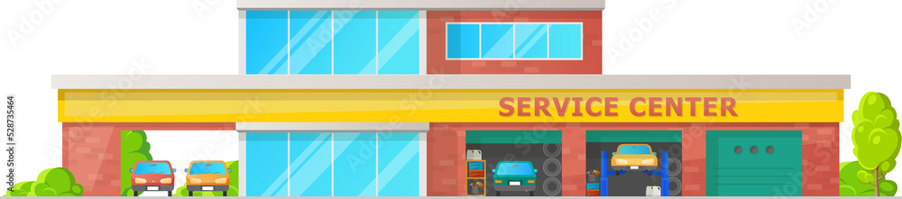 Service center vector icon. Modern building facade Service center vector icon. Modern building facade