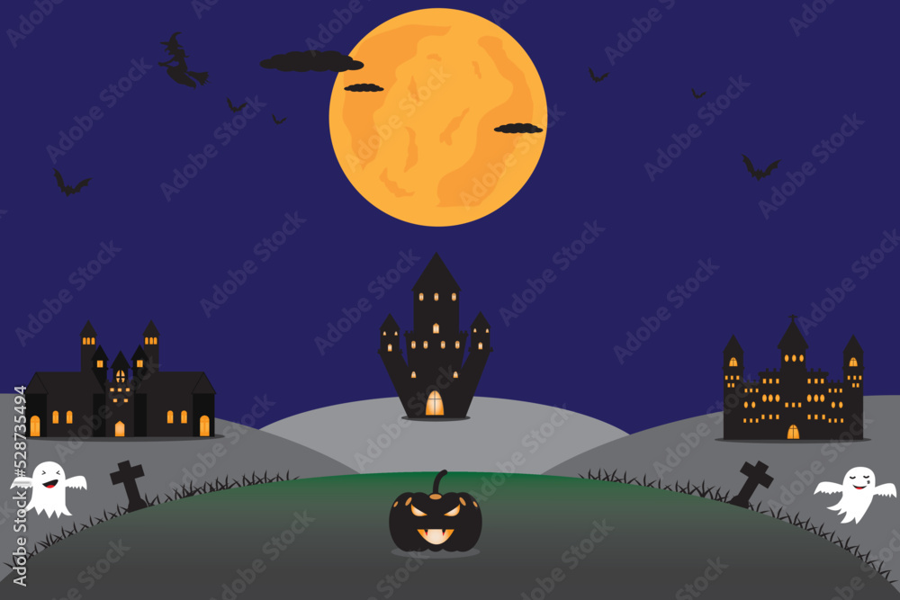 Halloween vector background, celebration, trick-or-treat party, halloween costume, jack-o-lantern, haunted house