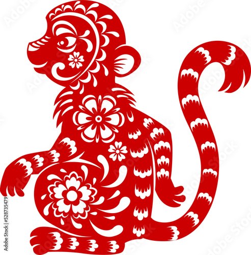 Bilde på lerret Chinese horoscope sign monkey paper cut zodiac