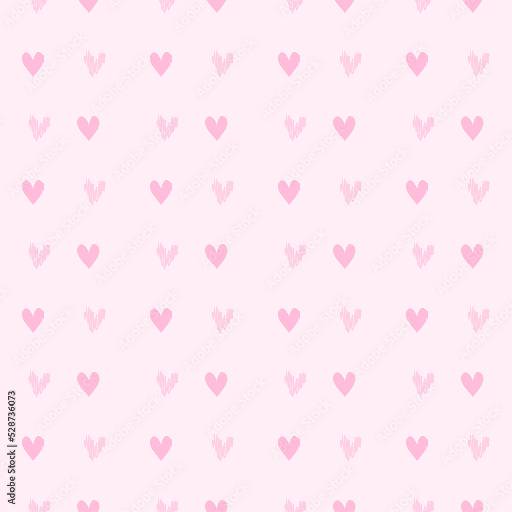 Hand drawn background with colored hearts. Seamless grungy wallpaper on surface. Abstract texture with love signs. Lovely pattern. Print for banner, flyer or poster. Colorful illustration