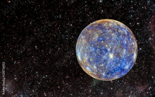 Fototapeta Naklejka Na Ścianę i Meble -  Mercury planet with stars. Space background. Elements of the image furnished by NASA.