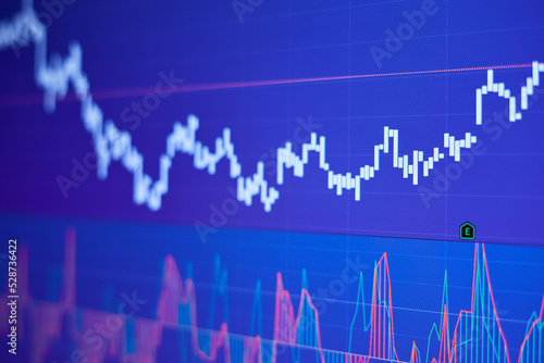 Stock market chart on blue background