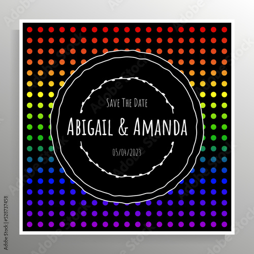 Invitation design for a gay or lesbian wedding. Vector template for card, poster.