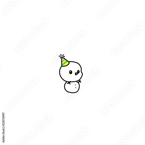 cute snowman in a red hat and a scarf with a carrot nose