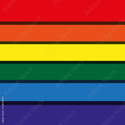 Rainbow background with copy space. Pride month. LGBT flag. Striped 3d background with shadows.