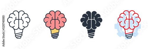 abilities icon logo vector illustration. Creative idea. Brain in light bulb symbol template for graphic and web design collection