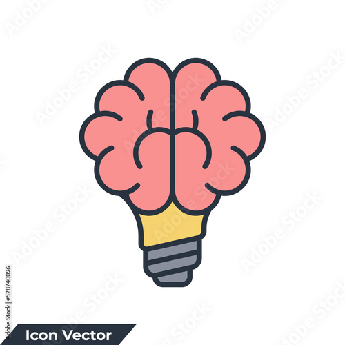 abilities icon logo vector illustration. Creative idea. Brain in light bulb symbol template for graphic and web design collection