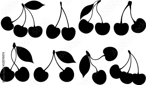 Collection of different cherries isolated on white