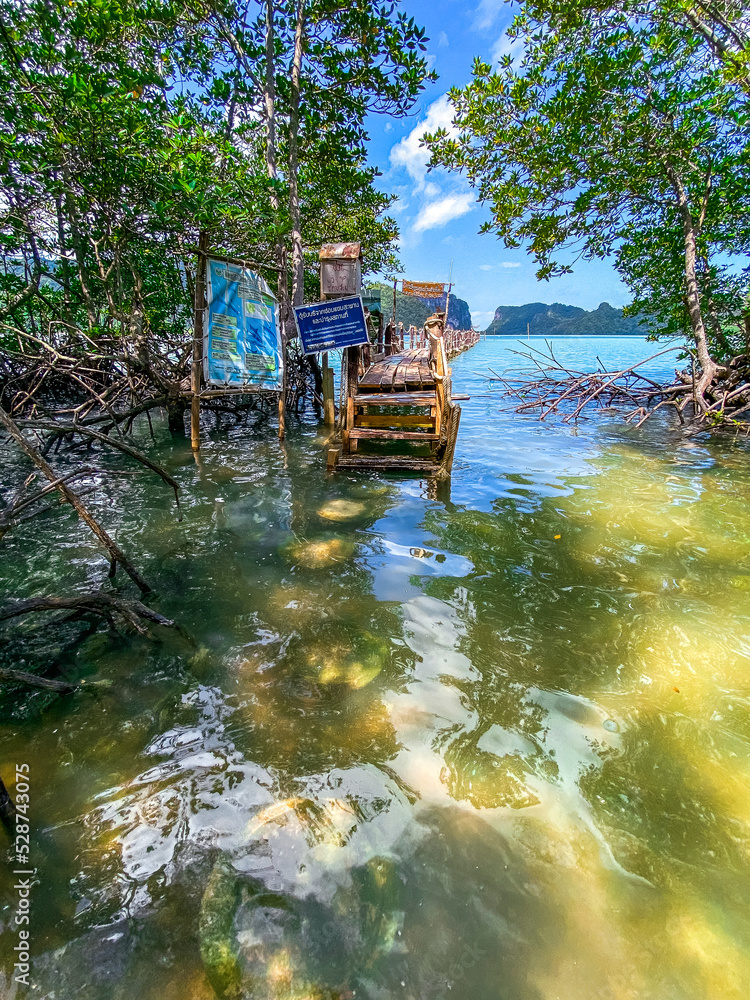 Wooden bridge at Ao Talet or Ta Lhet bay, Nakhon si Thammarat, Thailand Wooden bridge at Ao Talet or Ta Lhet bay, Nakhon si Thammarat, Thailand