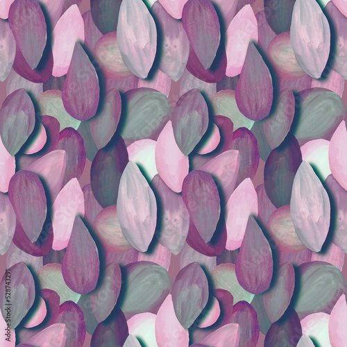 Abstract leaves seamless colorful pattern. Futuristic design light pink and grey textured background. Great for wrapping and digital paper design.