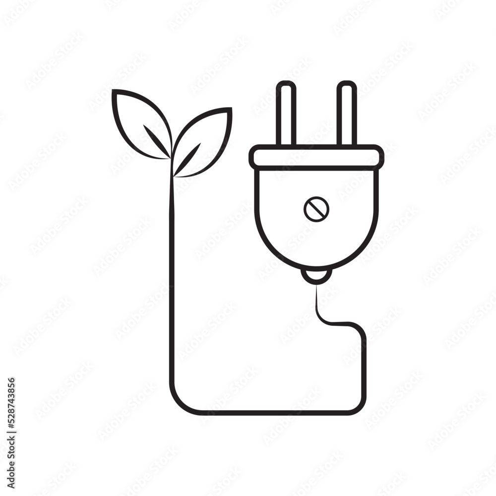 Vektorová grafika „Green energy icon. Plug icon. Renewable green energy