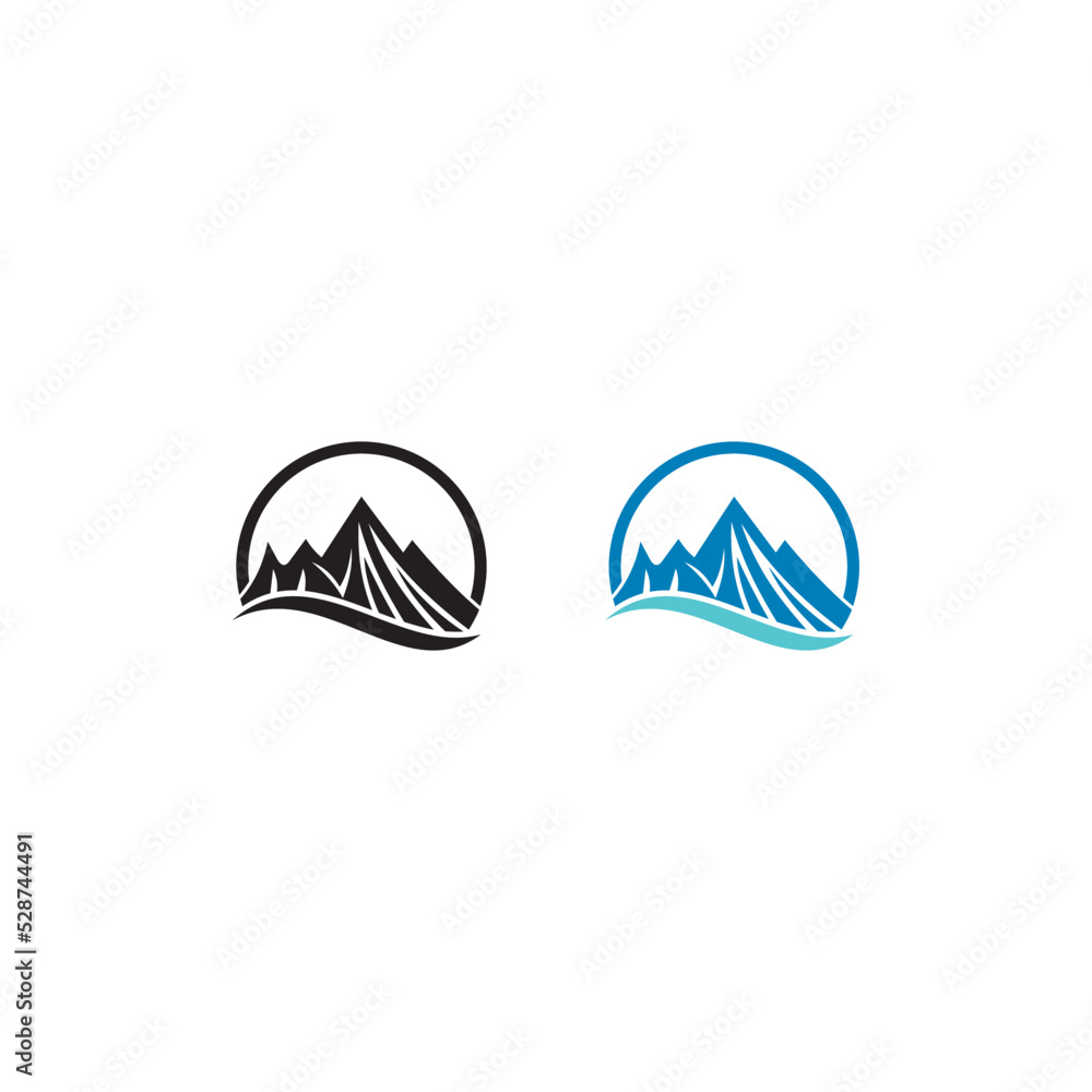 Obraz premium sun tree water mountain logo vector template
