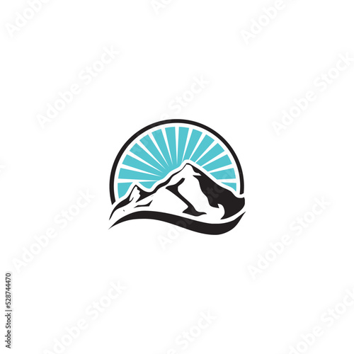 sun tree water mountain logo vector template