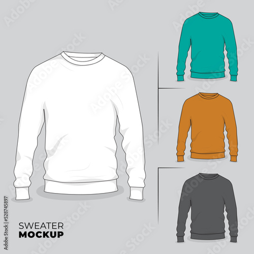 Sweater mockup design in white green yellow and black with front view design