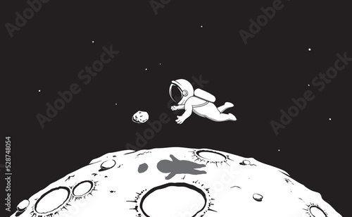 Astronaut catches a stone in outer space
