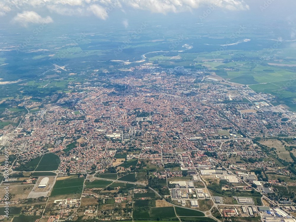 Aerial views of farmland and small Italian towns in the vicinity of Milan
