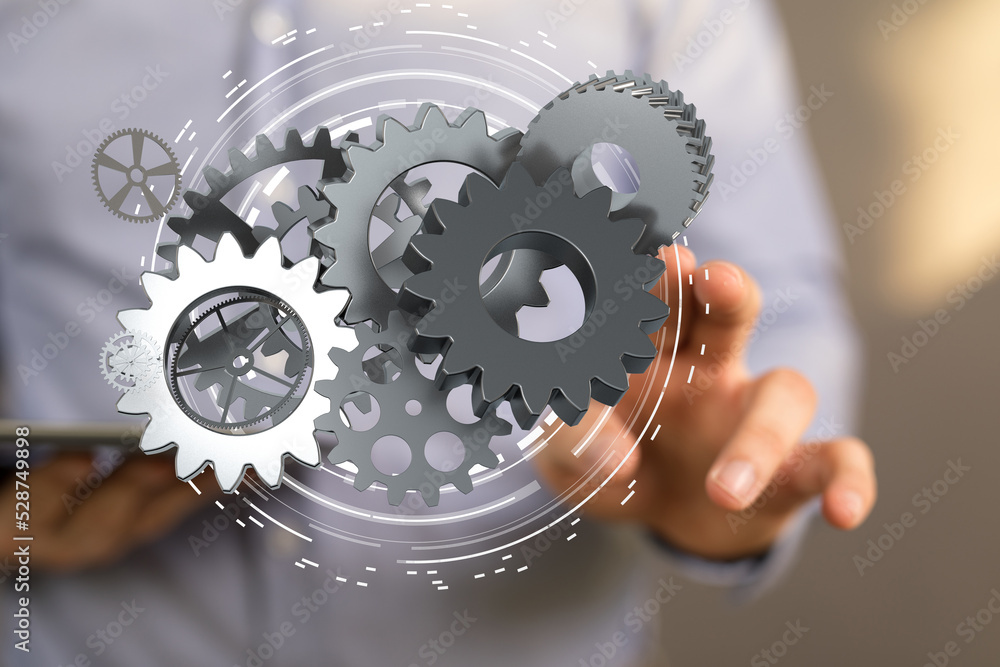 gear Futuristic in Industry 4.0 and business virtual diagram gear Futuristic in Industry 4.0 and business virtual diagram