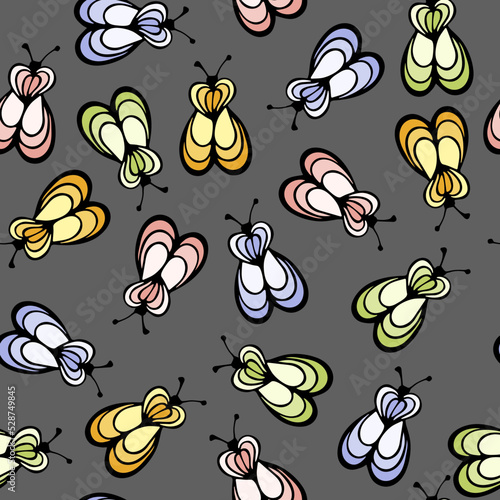 Fly bug insect cartoon illustration vector seamless pattern.