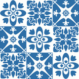 Seamless pattern Azulejo mosaic tile, traditional ornament for wall decoration and interior design