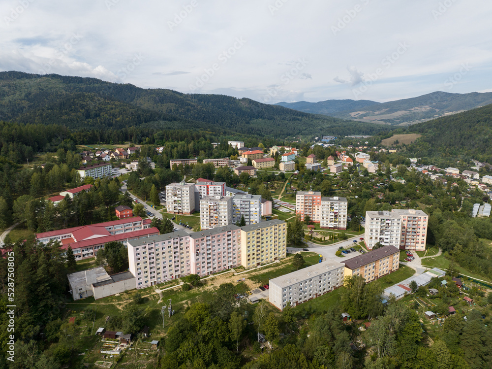 Aerial view of the village of Prakovce in Slovakia