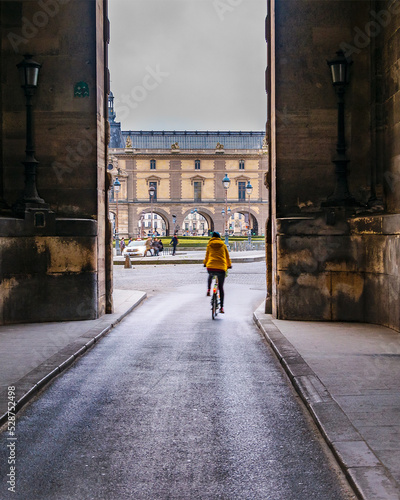 Person riding bicycle, paris france