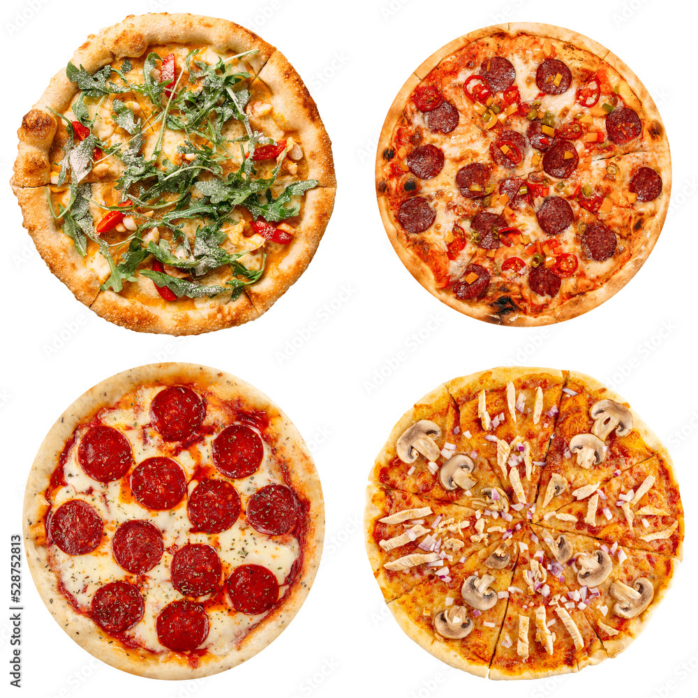 Set of delicious pizza isolated png Set of delicious pizza isolated png