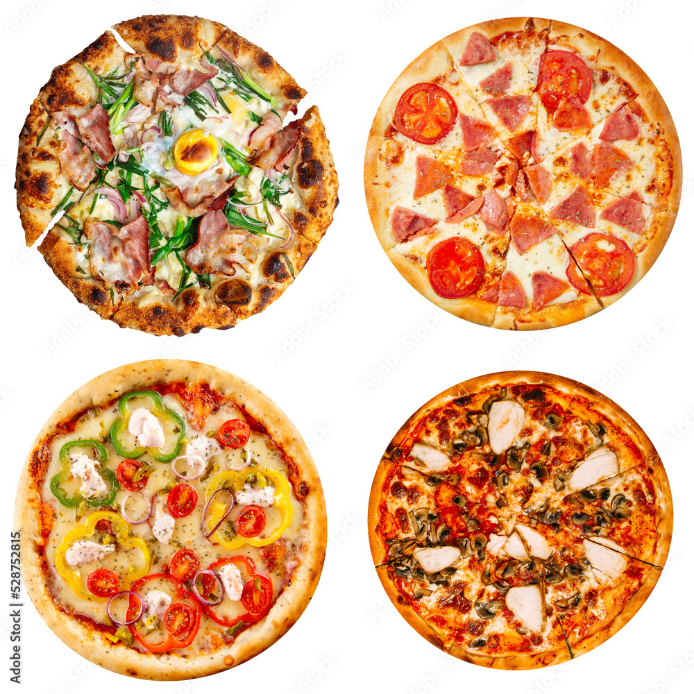 Set of delicious pizza isolated png Set of delicious pizza isolated png