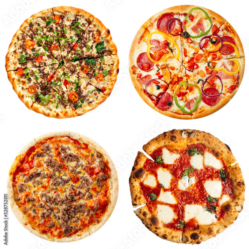 Set of delicious pizza isolated png