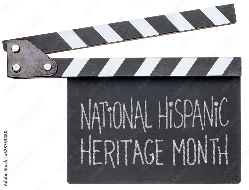 National Hispanic Heritage Month (September 15 - October 15) - white chalk text on an isolated clapboard
