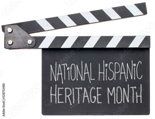 National Hispanic Heritage Month (September 15 - October 15) - white chalk text on an isolated clapboard