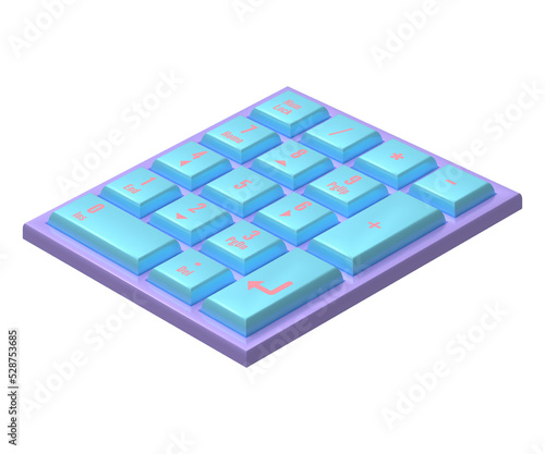 Realistic Numeric Keyboard PC 3D Rendered