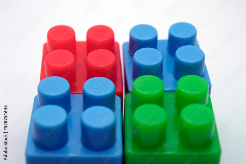 Plastic building toy blocks isolated on white background Plastic building toy blocks isolated on white background