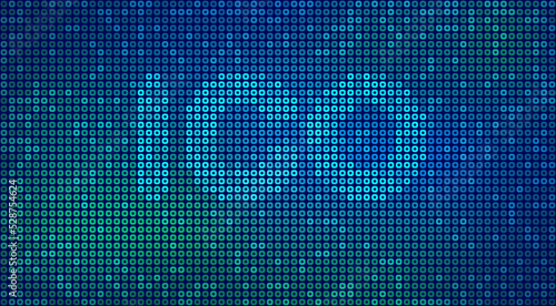 Vector background of Initial Coin Offering. Illustration with typography ICO for infographics. Digital technology concept. Cryptocurrency. Futuristic neon wallpaper with dots, circles