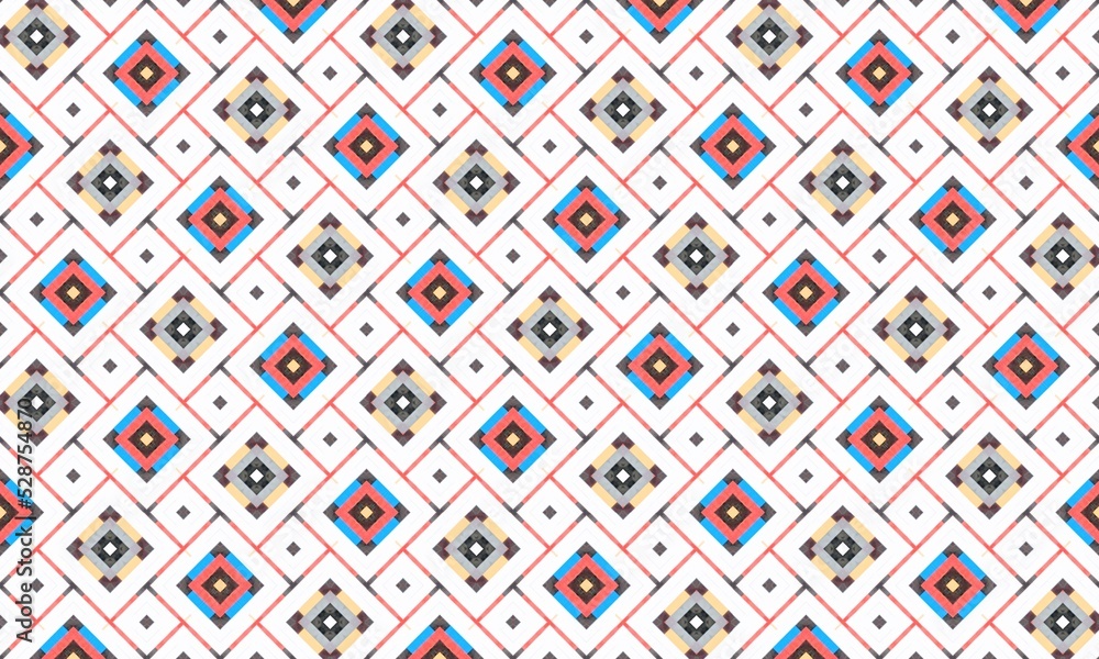 seamless pattern with square elements on white and blue concept