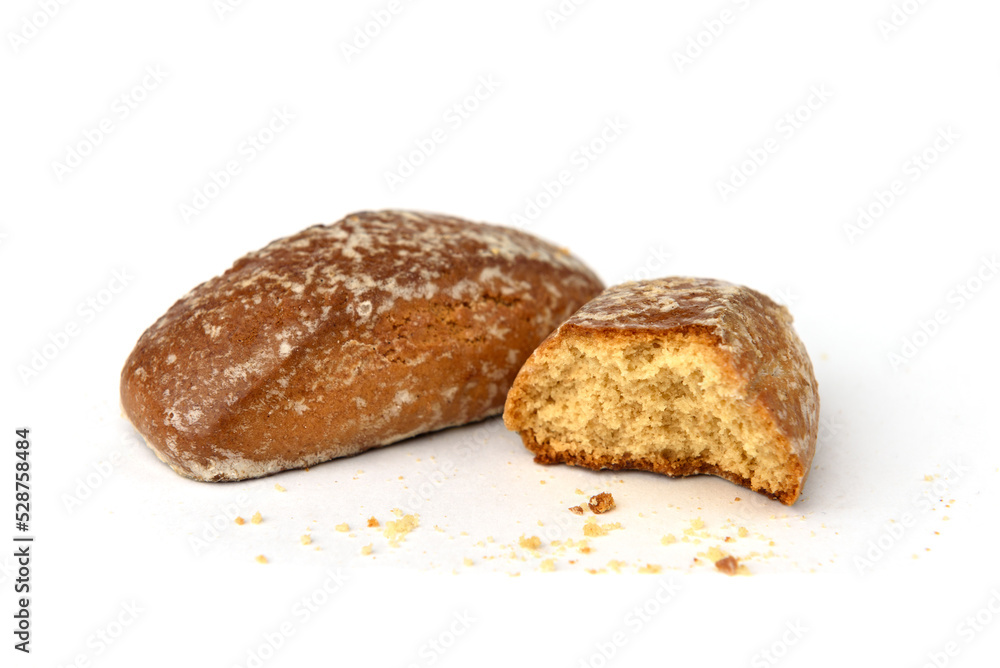 Pile of honey gingerbread cookies isolated on white background. Pile of honey gingerbread cookies isolated on white background.