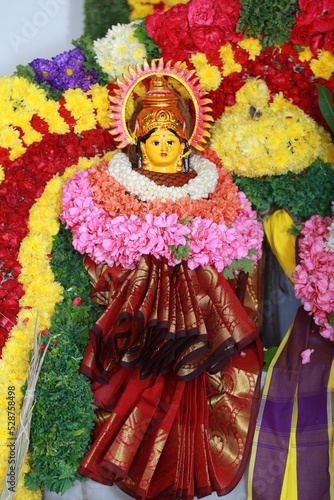 Bangalore, India 8th June 2022: Graha Pravesh. Grah or gruh Pravesh is a Hindu ceremony performed on the occasion of an individual's first time entering their new home. Hindu Hawan pooja Rituals.   photo