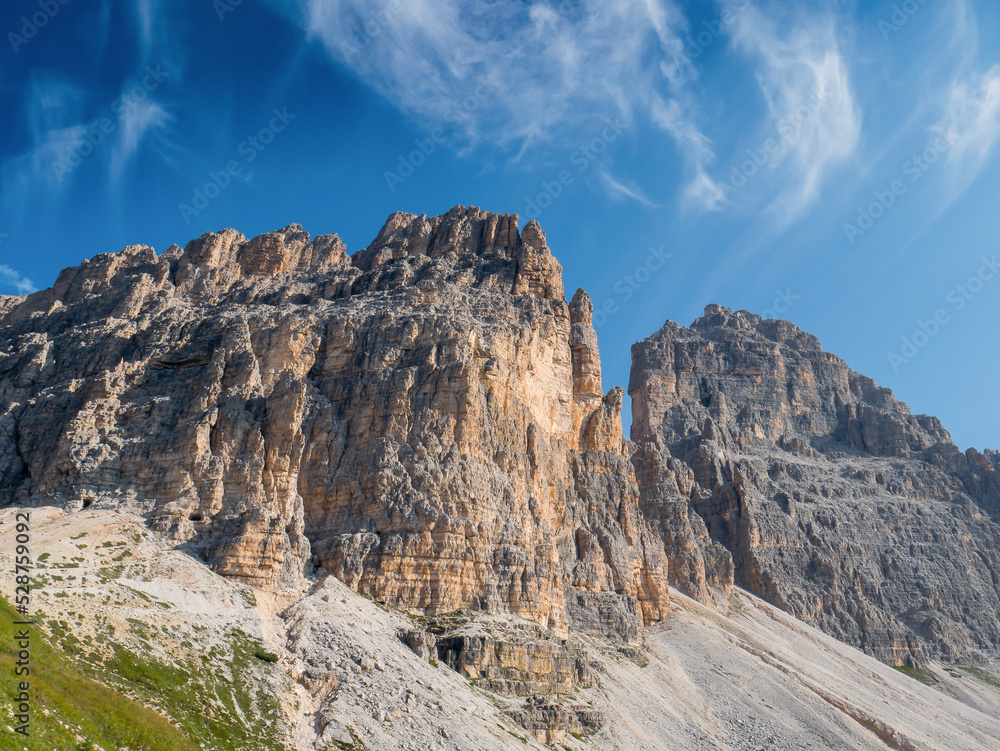 The amazing high mountain peaks of the Italian Dolomites and the surrounding nature