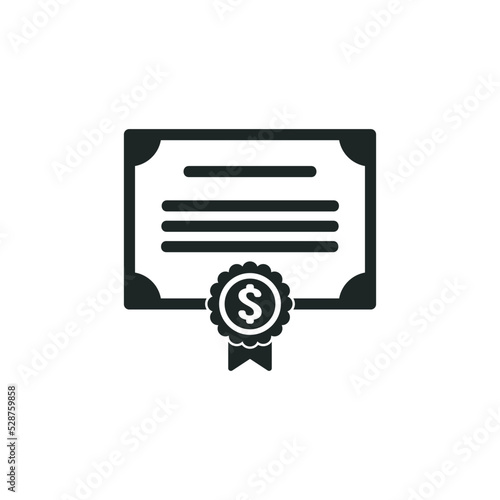 Stock share certificate icon isolated on white background