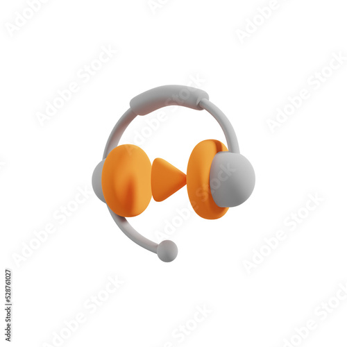 Headphones, multimedia, listening lessons, listening training, education learning 3D icons.