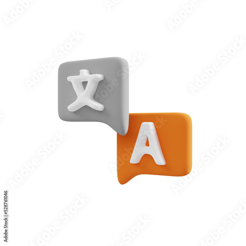 3d rendering of translator bubble icon illustration concept, perfect for your web and app elements.