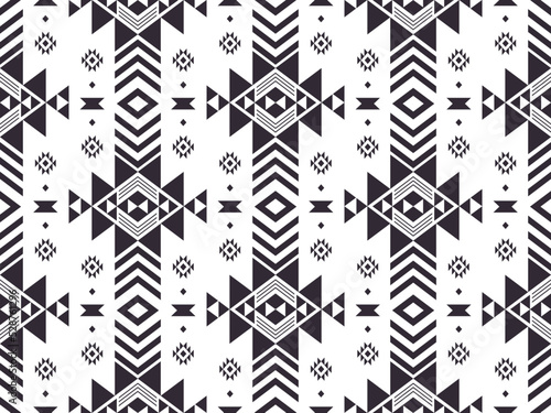 Ethnic geometric pattern. Vector southwest aztec geometric shape black and white color seamless pattern background. Use for fabric, textile, ethnic interior decoration elements, upholstery, wrapping.