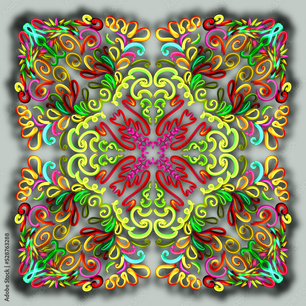 Fototapeta premium 3d ornament,color pattern with shadow,modern ukrainian design,computer graphics,merry christmas!