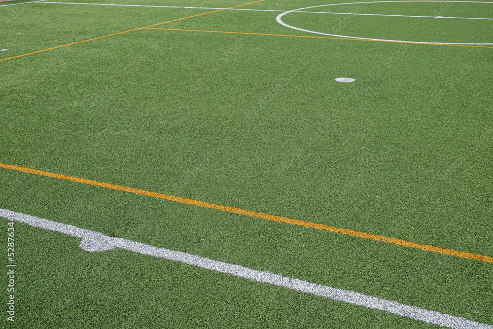 centre of an artificial turf soccer field