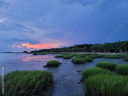 sunset over the river