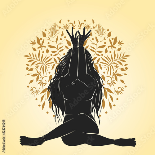 silhouette of a yoga girl