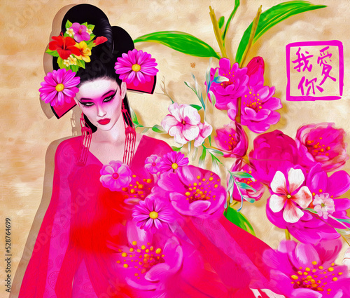 Fototapeta Naklejka Na Ścianę i Meble -  The Four Beauties of China. The most beautiful women of Chinese History and Mythology are brought to life through our exclusive digital art style. They embody Legend, Art, Fashion and Beauty!