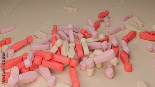 Video 3d illustration of many exclamations falling on yellow background